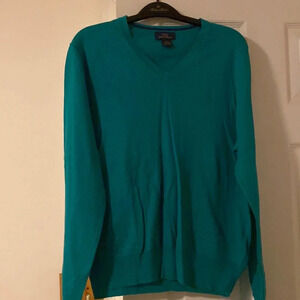Brooks Brothers green, V-neck sweater, size S